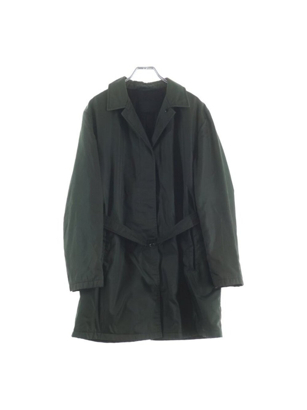 Prada Nylon Padded Long Coat with Belt Khaki 38